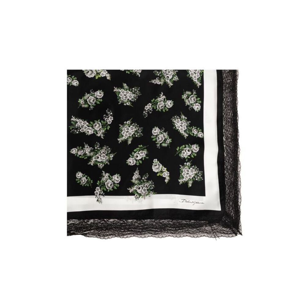 Silk scarf with lace